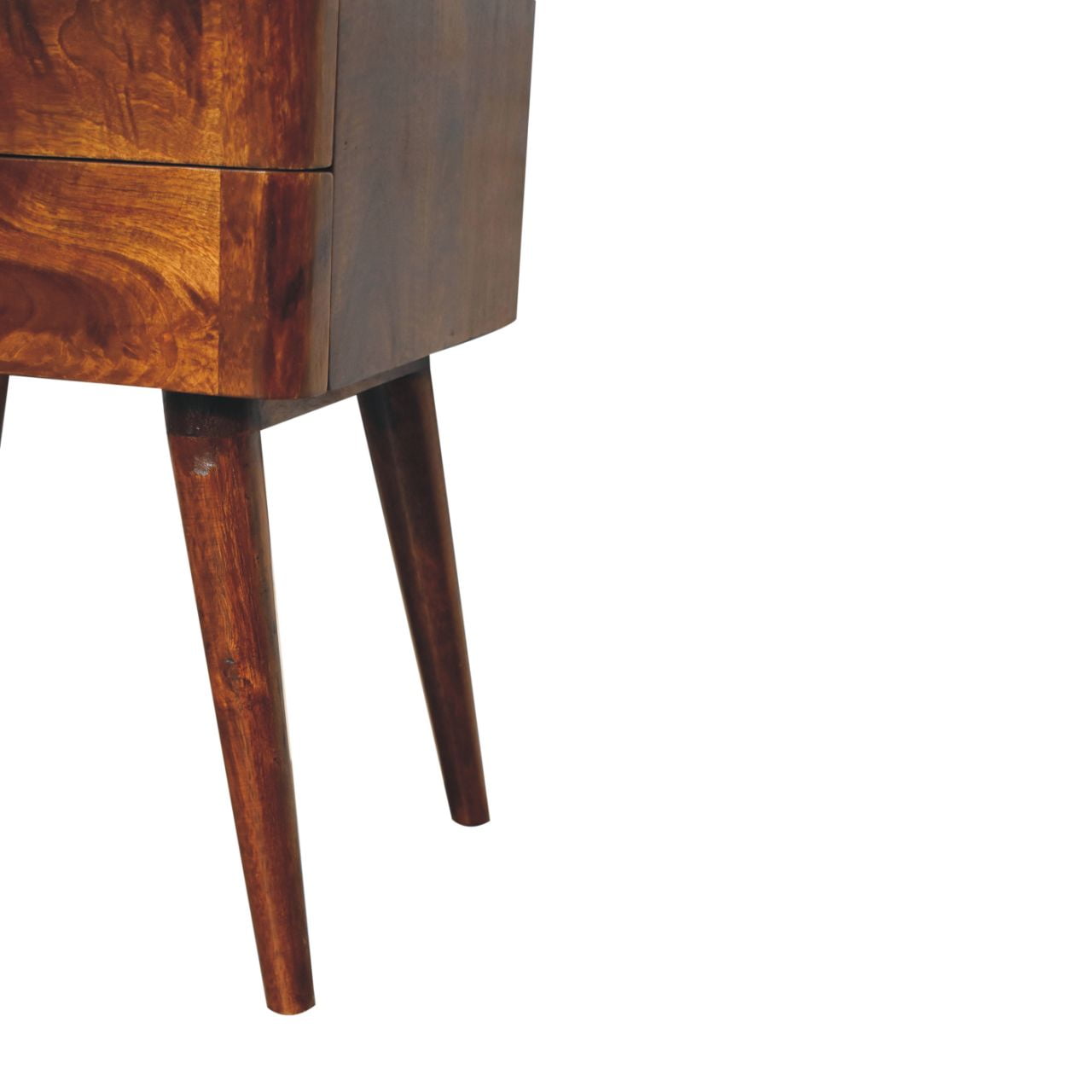 Solid Mango Chestnut Finished 2 Drawer T Bar Bedside - Image 7