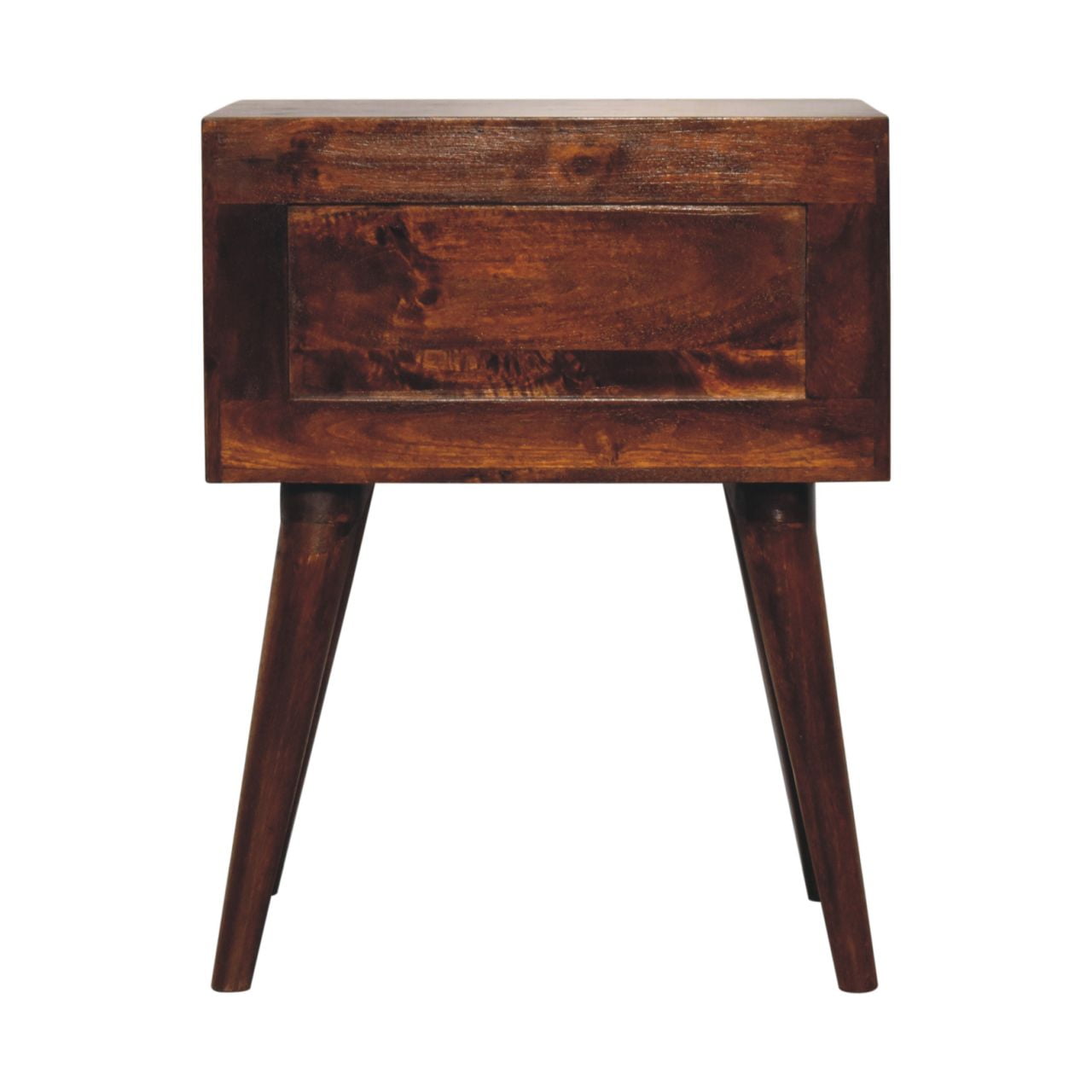 Solid Mango Chestnut Finished 2 Drawer T Bar Bedside - Image 9