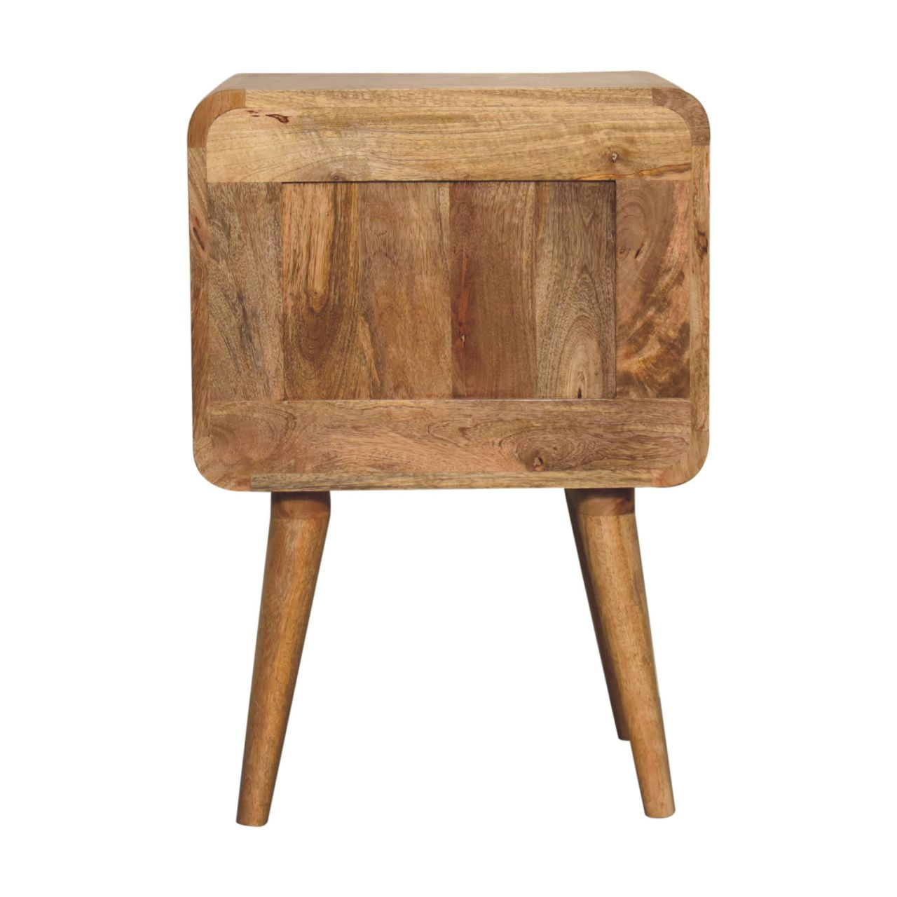 Solid Mango Wood Oak Finished 2 Drawer T-bar Ridged Pattern Bedside - Image 9