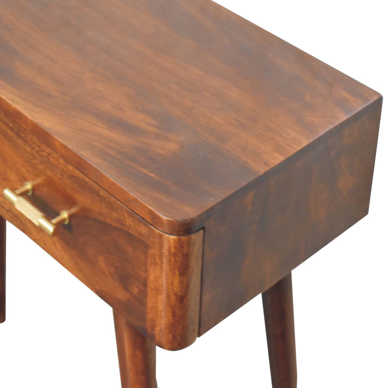 Solid Mango Wood Chestnut Finished 2 Drawer T-Bar Console Table - Image 5