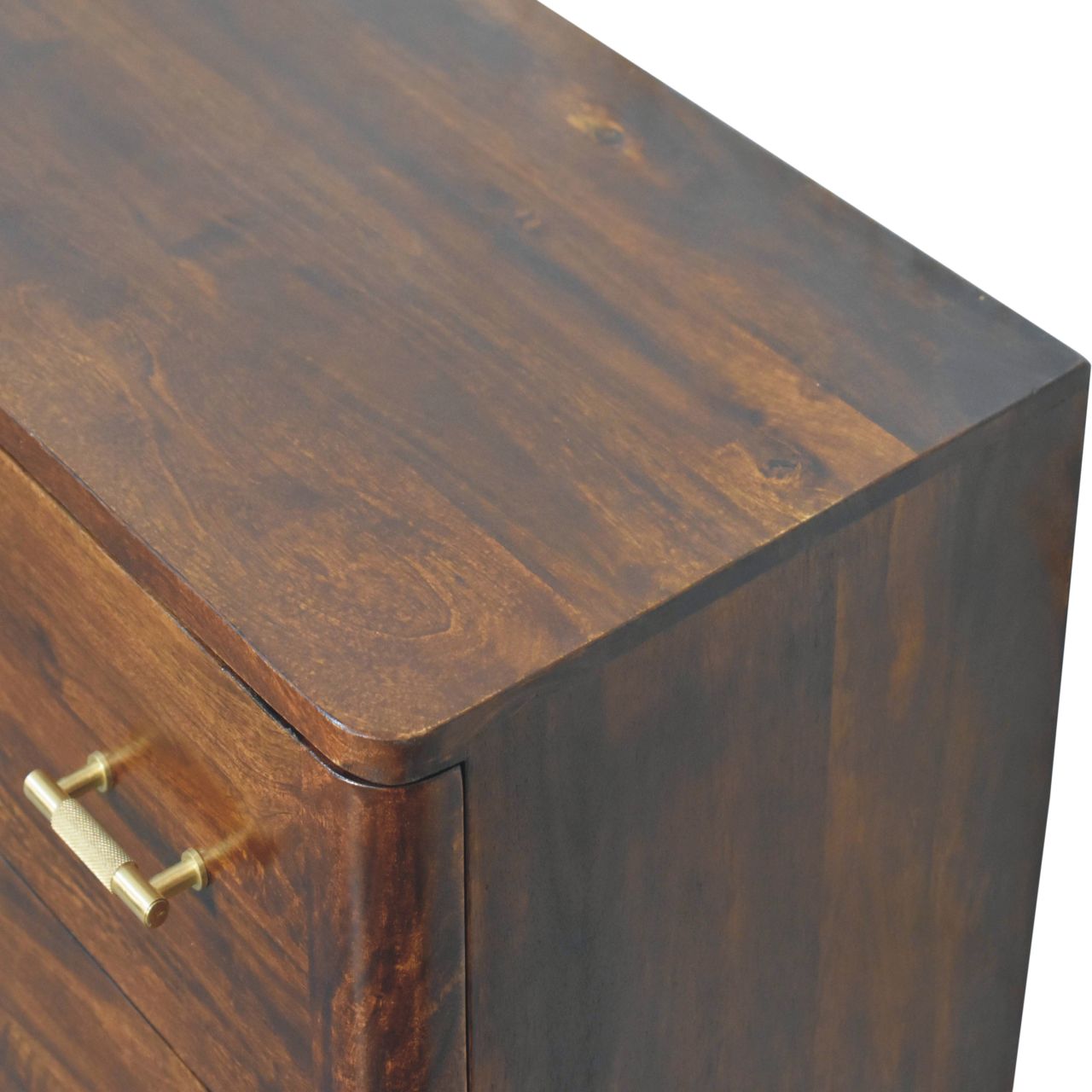 Solid Mango Wood Chestnut Finished 3 Drawer T-Bar Chest - Image 5