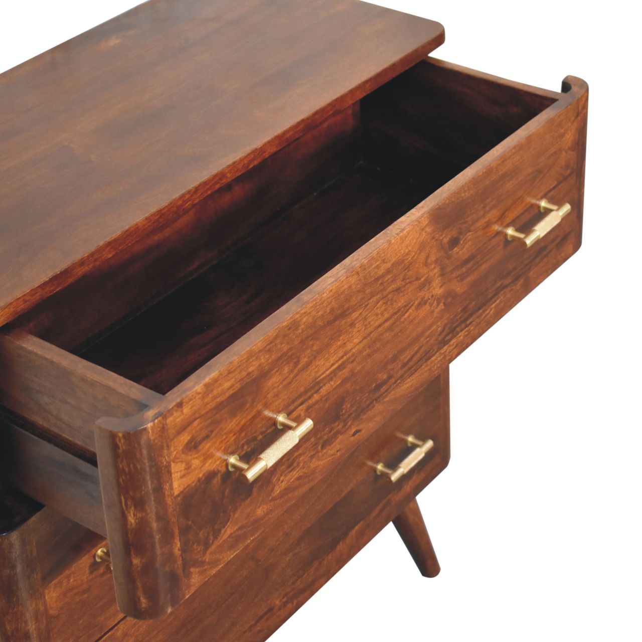Solid Mango Wood Chestnut Finished 3 Drawer T-Bar Chest - Image 6