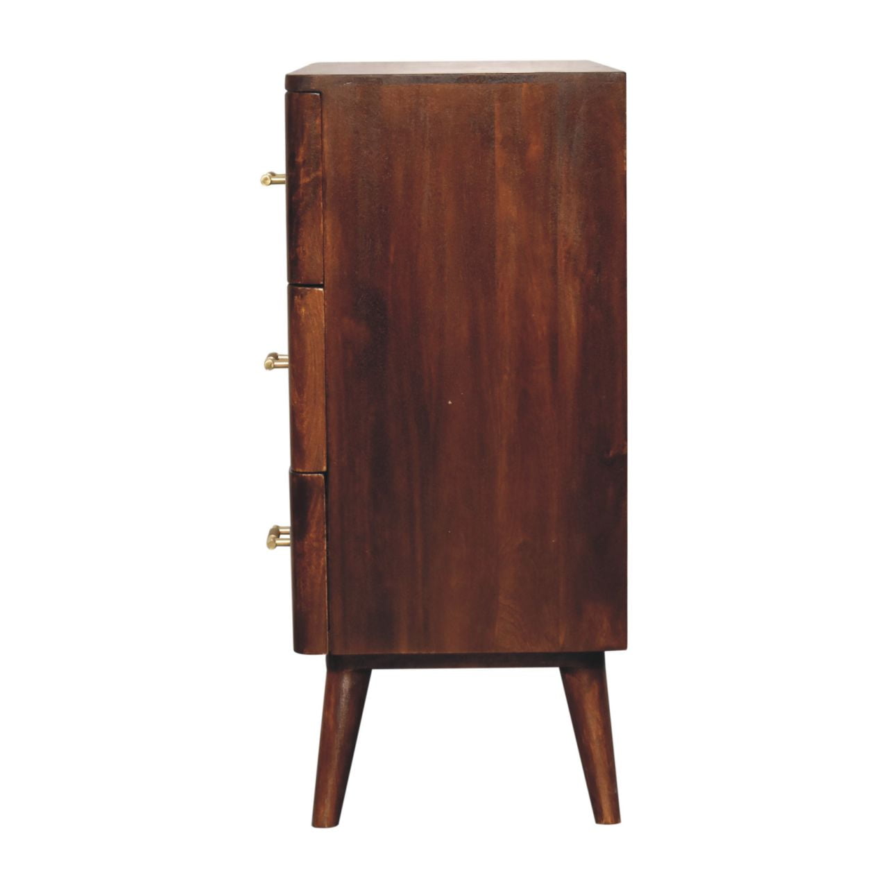 Solid Mango Wood Chestnut Finished 3 Drawer T-Bar Chest - Image 8