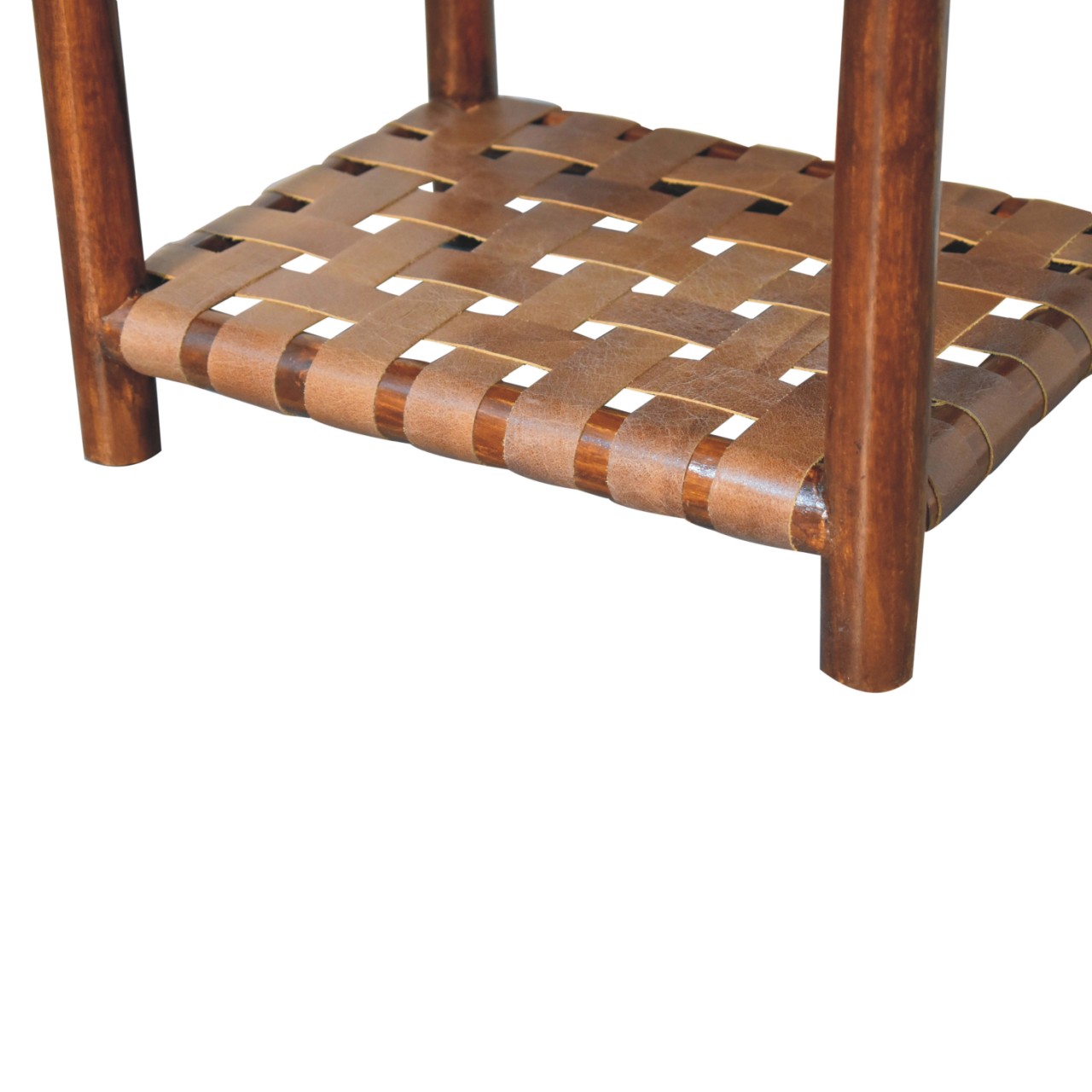 Solid Mango Wood Solid Chestnut Finished 1 Drawer Woven Shelf 1 Nightstand - Image 7