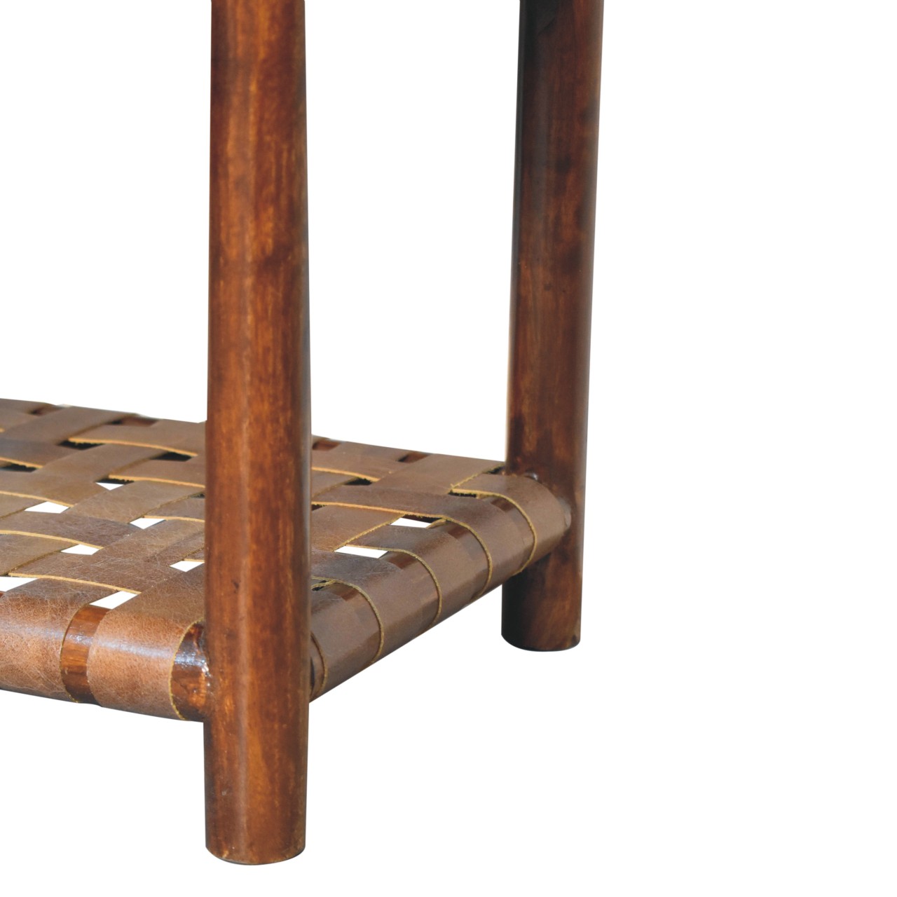 Solid Mango Wood Solid Chestnut Finished 1 Drawer Woven Shelf 1 Nightstand - Image 8