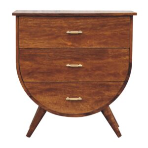 Solid Mango Wood Solid Chestnut Finished 3 Drawer Agra Chest of Drawers