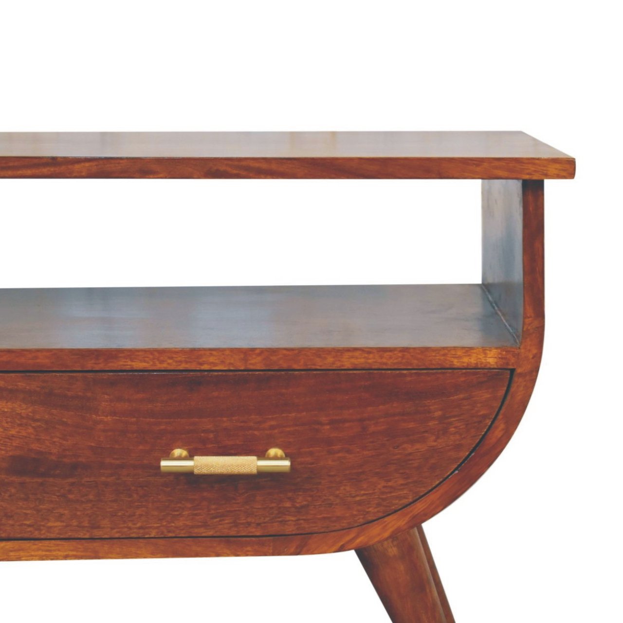 Solid Mango Wood Solid Chestnut Finished 2 Drawer Media Unit - Image 4