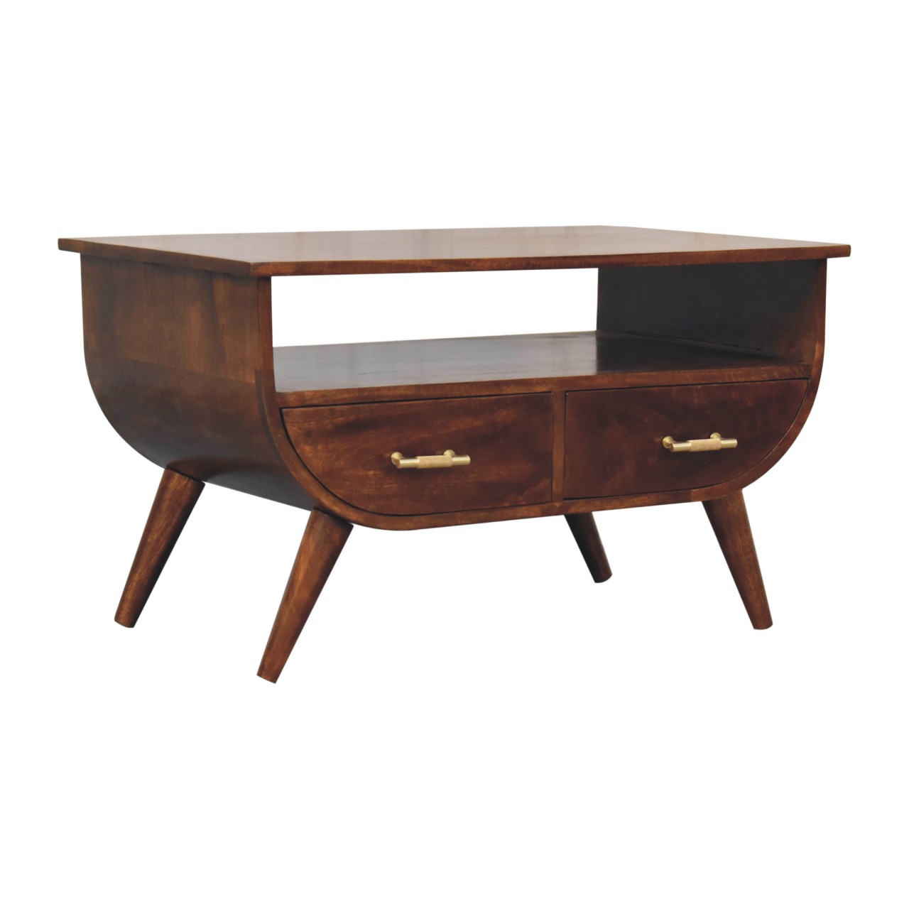 Solid Mango Wood Chestnut Finished 4 Drawer Agra Coffee Table - Image 2