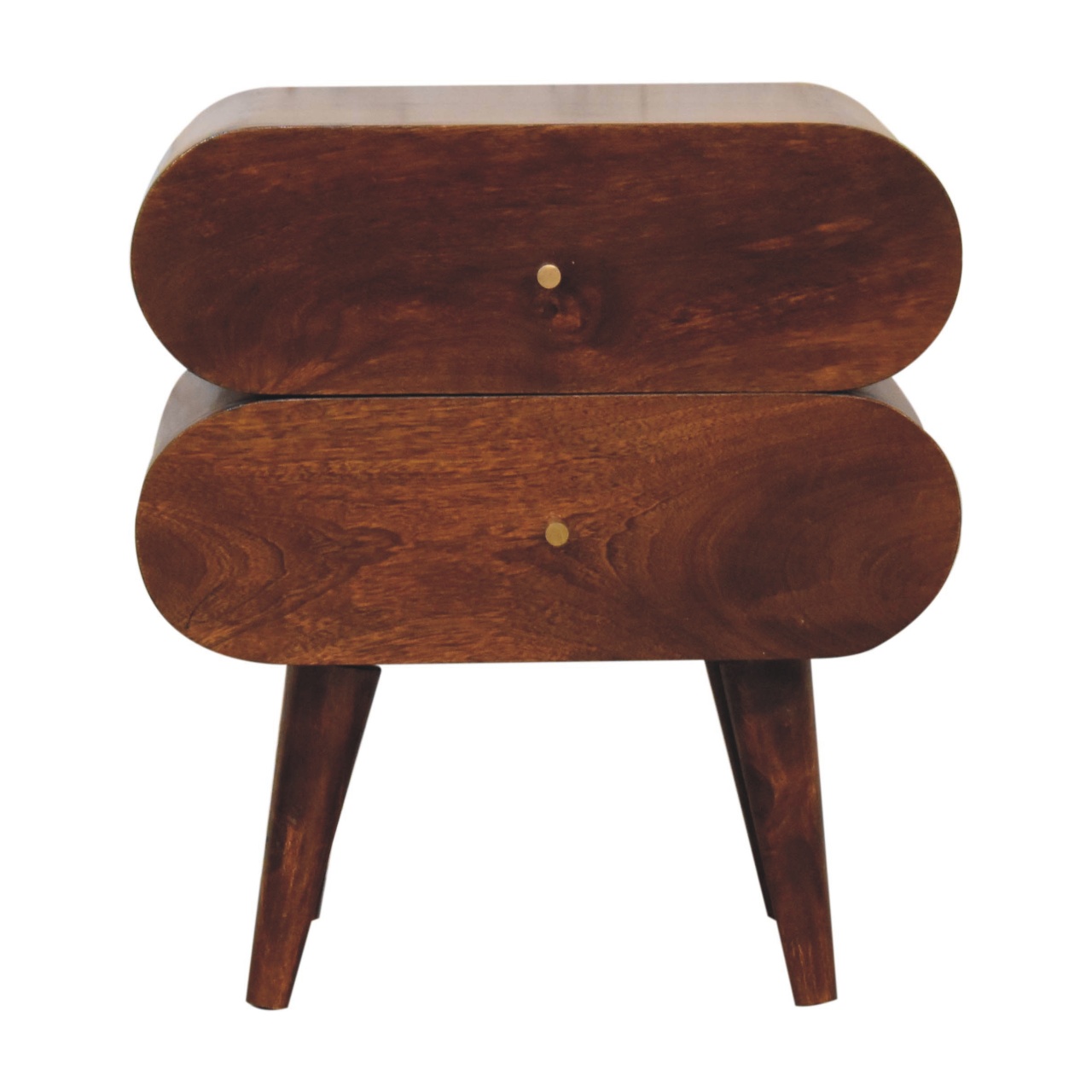 Solid Mango Wood Chestnut Finished 2 Drawer Bubble Bedside