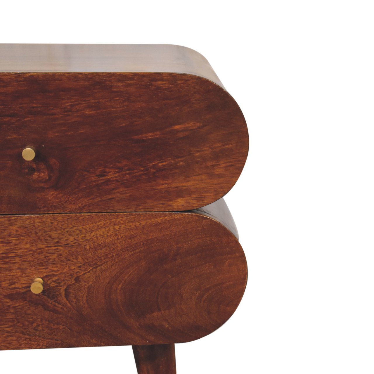 Solid Mango Wood Chestnut Finished 2 Drawer Bubble Bedside - Image 4
