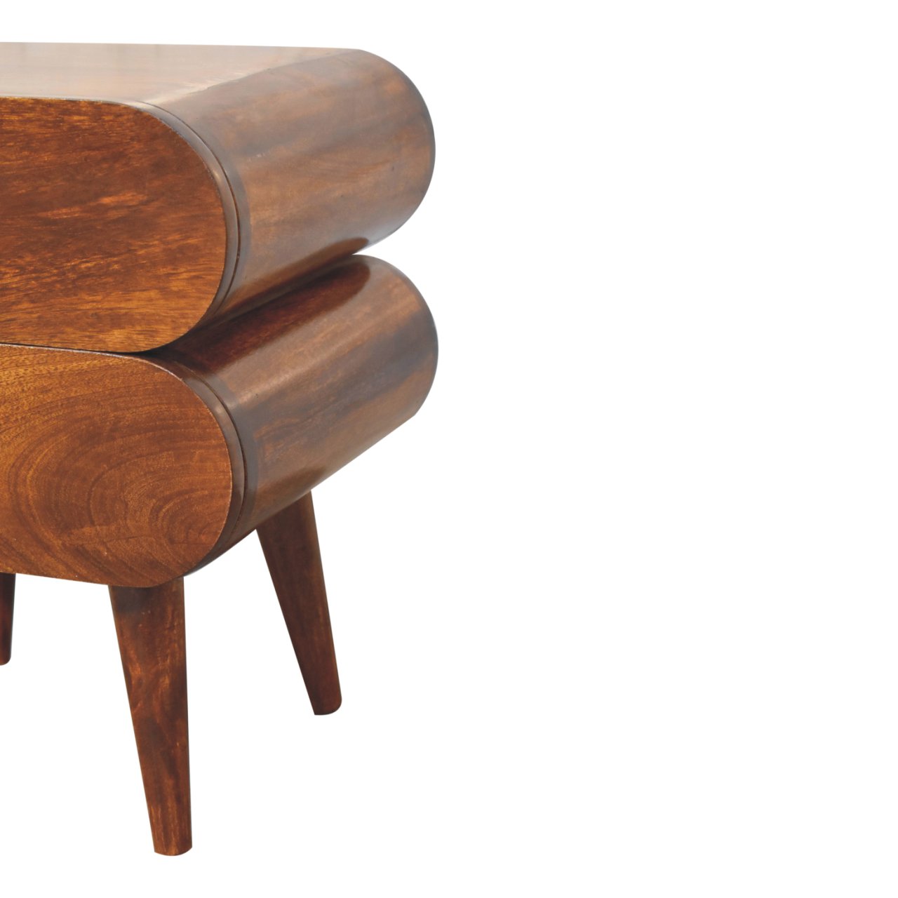 Solid Mango Wood Chestnut Finished 2 Drawer Bubble Bedside - Image 5