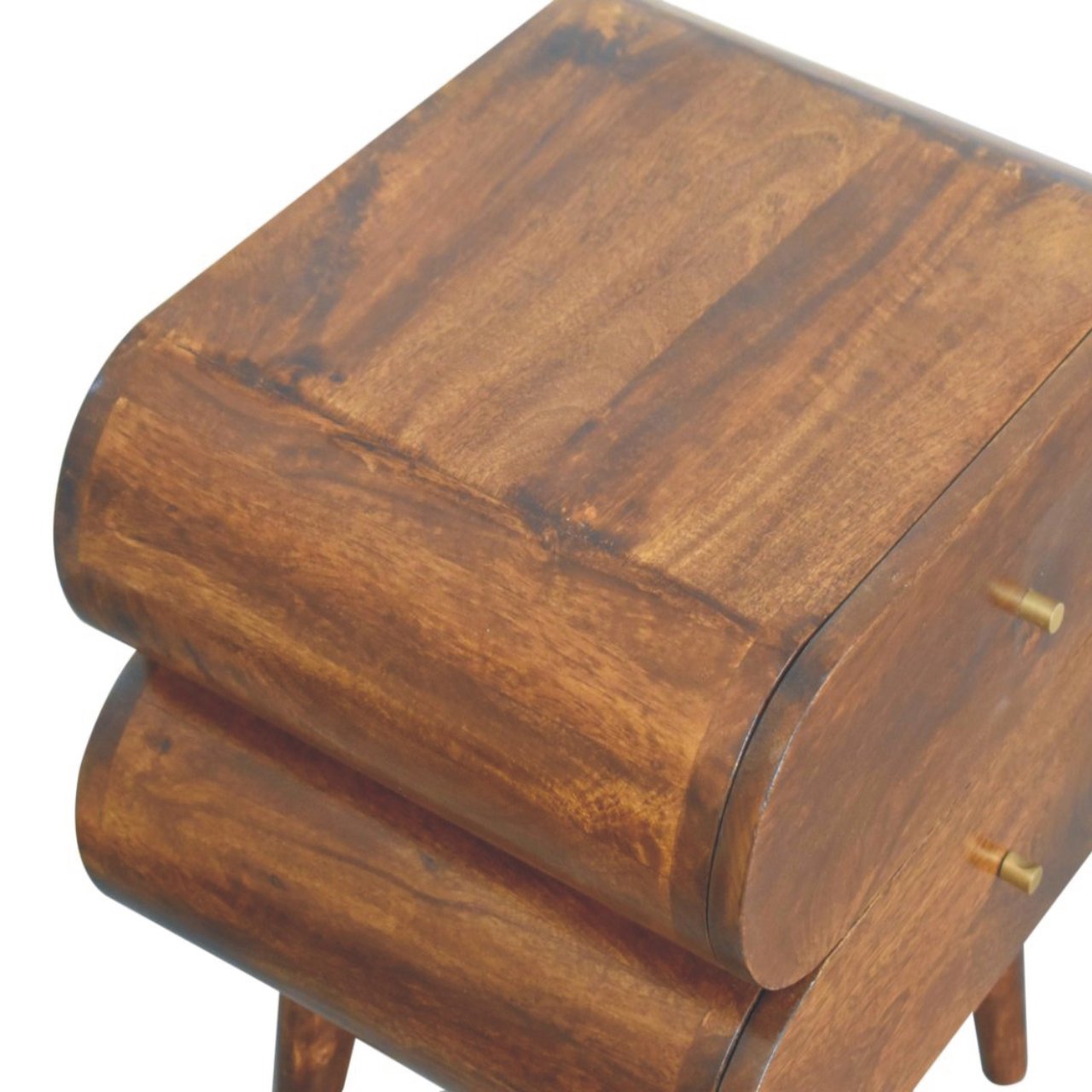 Solid Mango Wood Chestnut Finished 2 Drawer Bubble Bedside - Image 6