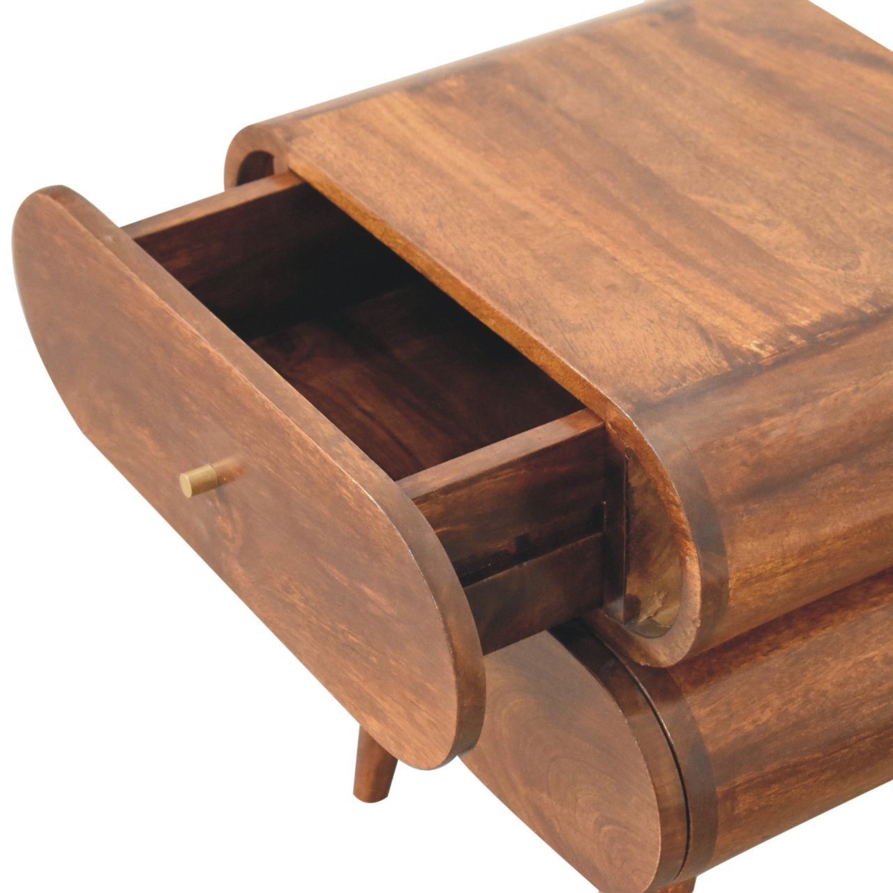 Solid Mango Wood Chestnut Finished 2 Drawer Bubble Bedside - Image 7
