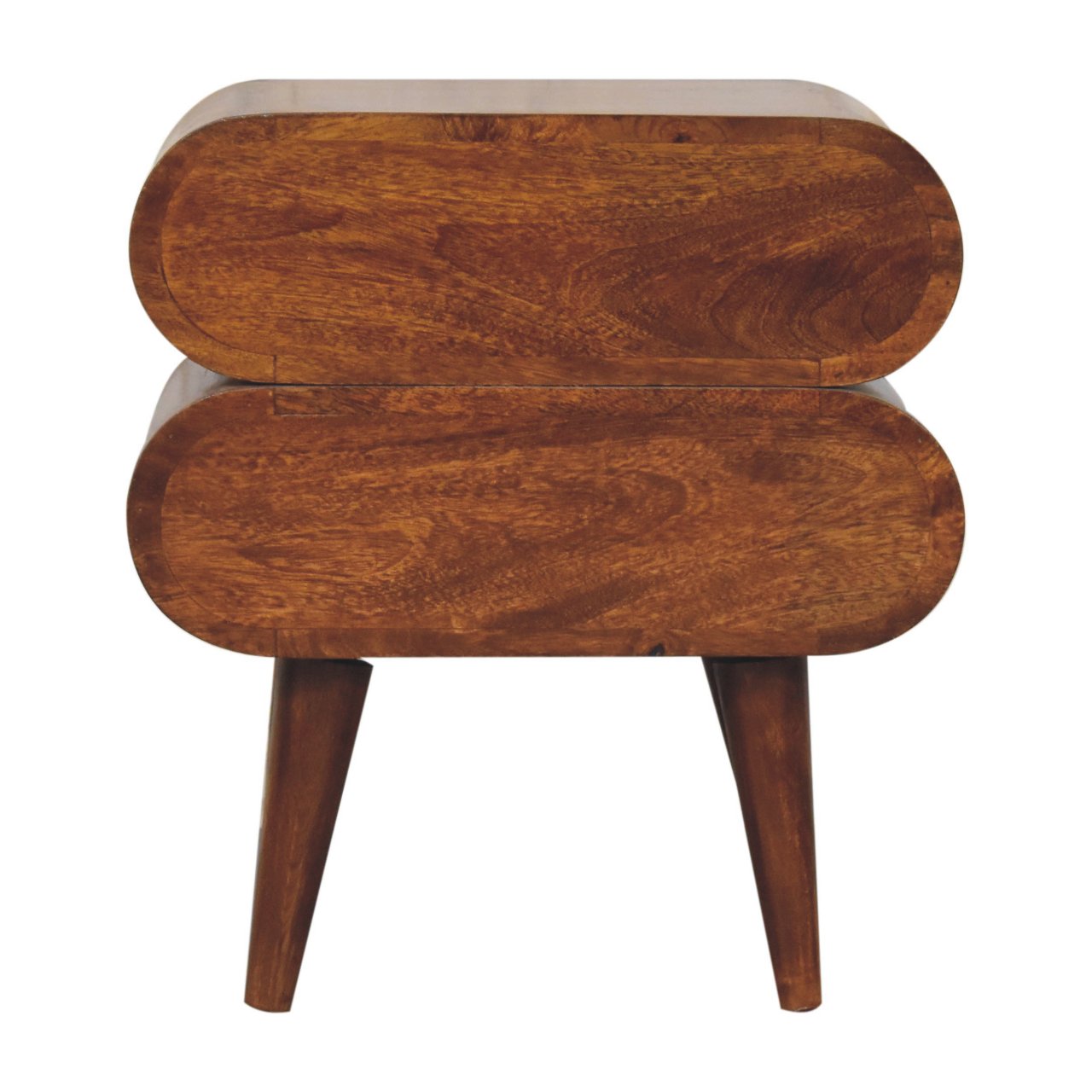Solid Mango Wood Chestnut Finished 2 Drawer Bubble Bedside - Image 9