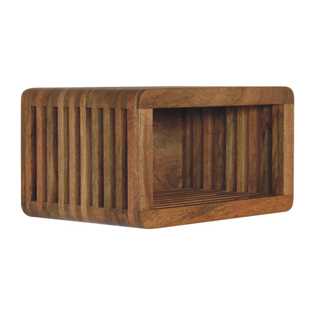 Solid Mango Wood Oak Finished Soba Wall Mounted Bedside - Image 2