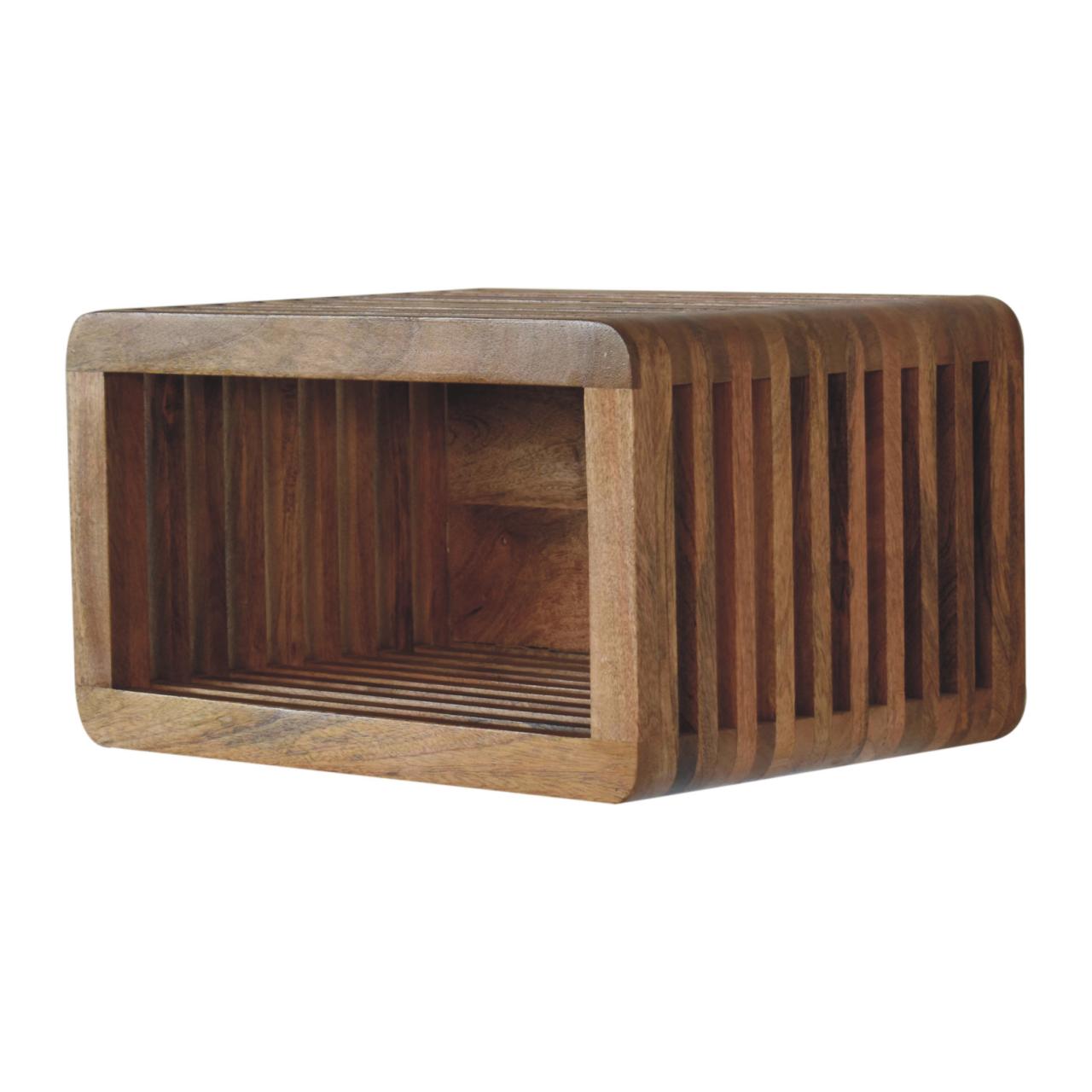 Solid Mango Wood Oak Finished Soba Wall Mounted Bedside - Image 3
