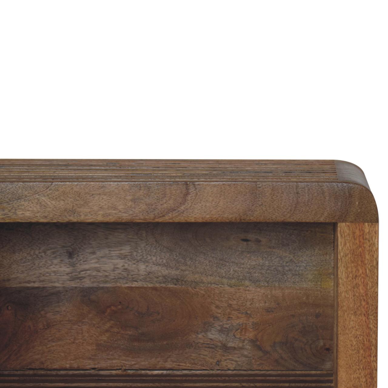 Solid Mango Wood Oak Finished Soba Wall Mounted Bedside - Image 4