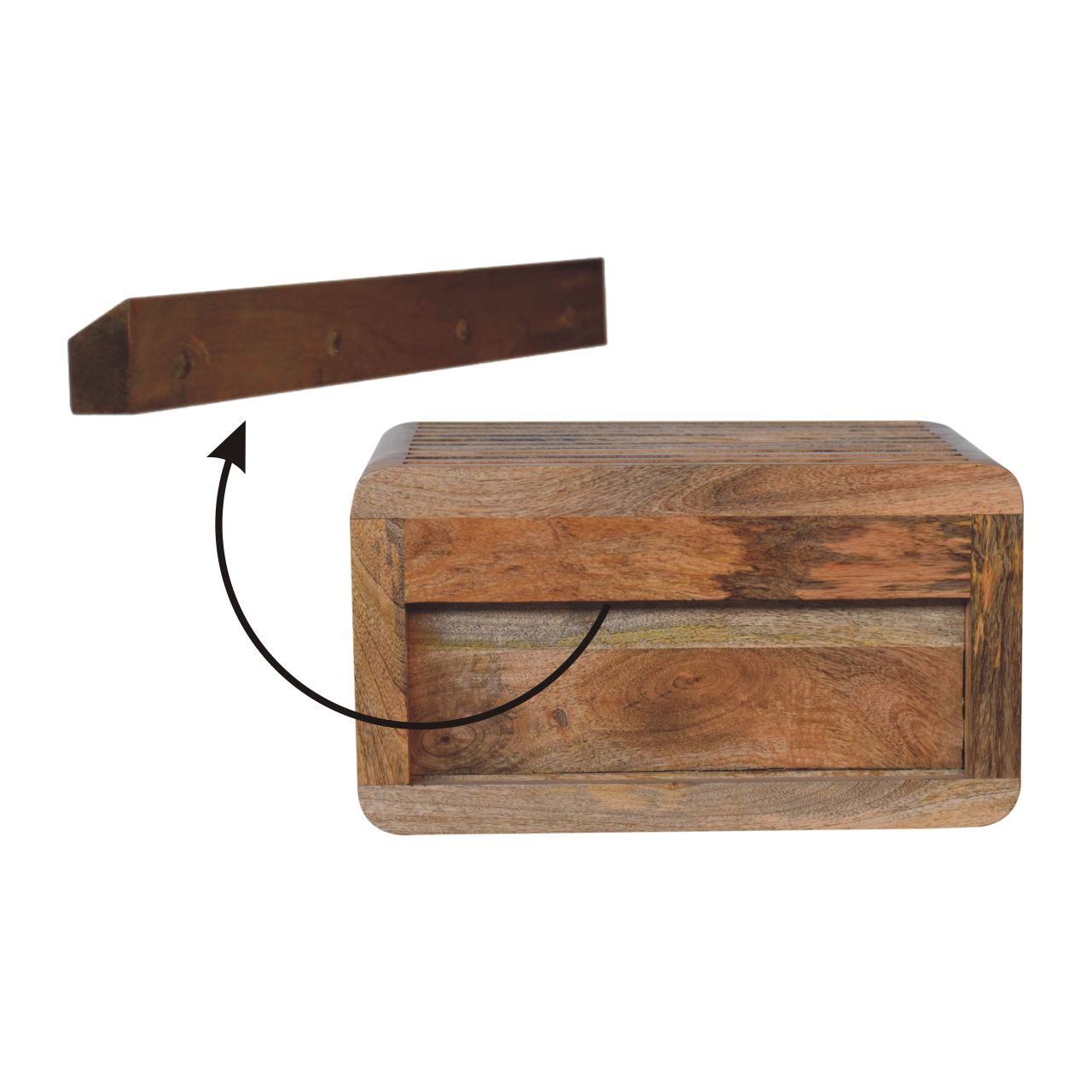 Solid Mango Wood Oak Finished Soba Wall Mounted Bedside - Image 9