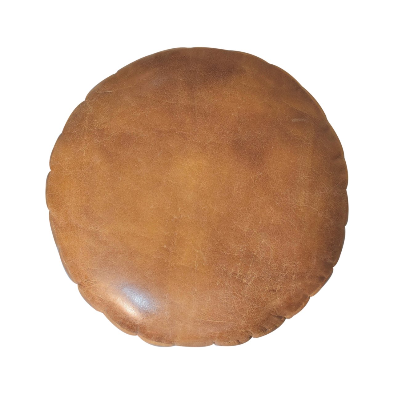Solid Mango Wood Tan Buffalo Leather Finished Footstool - Image 9