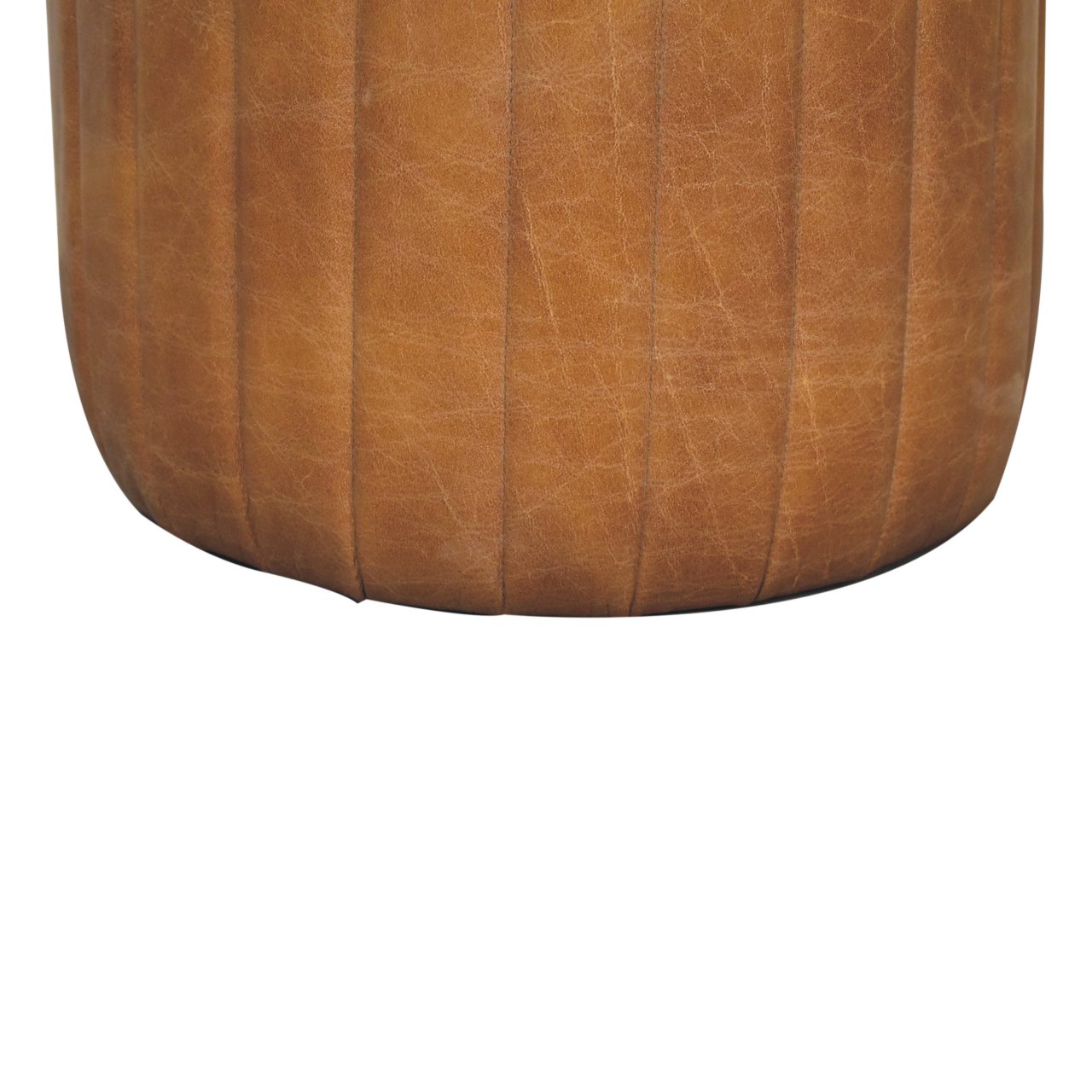 Solid Mango Wood Tan Buffalo Leather Finished Footstool - Image 10