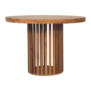 Solid Mango Wood Oak Finished Japanese Style Ariella 110cm Round Dining Table
