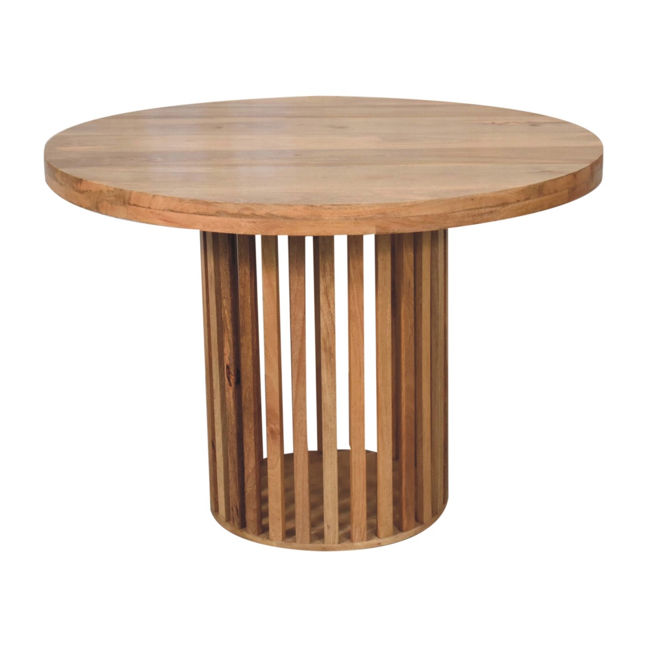 Solid Mango Wood Oak Finished Japanese Style Ariella 110cm Round Dining Table - Image 2