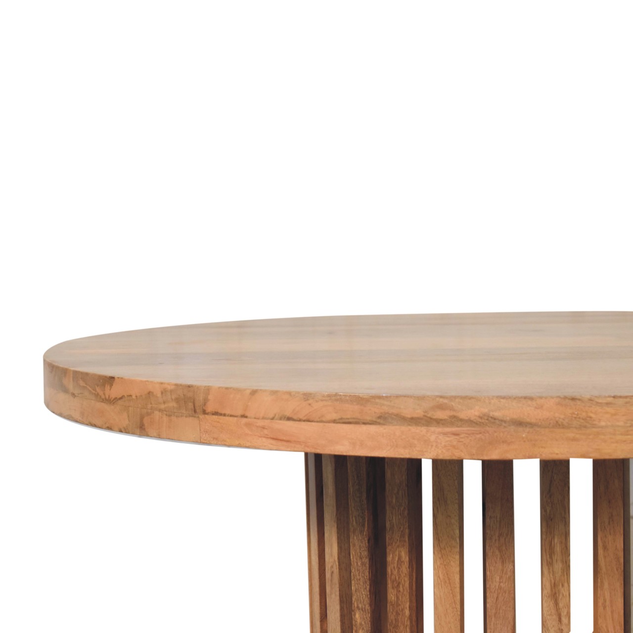 Solid Mango Wood Oak Finished Japanese Style Ariella 110cm Round Dining Table - Image 4