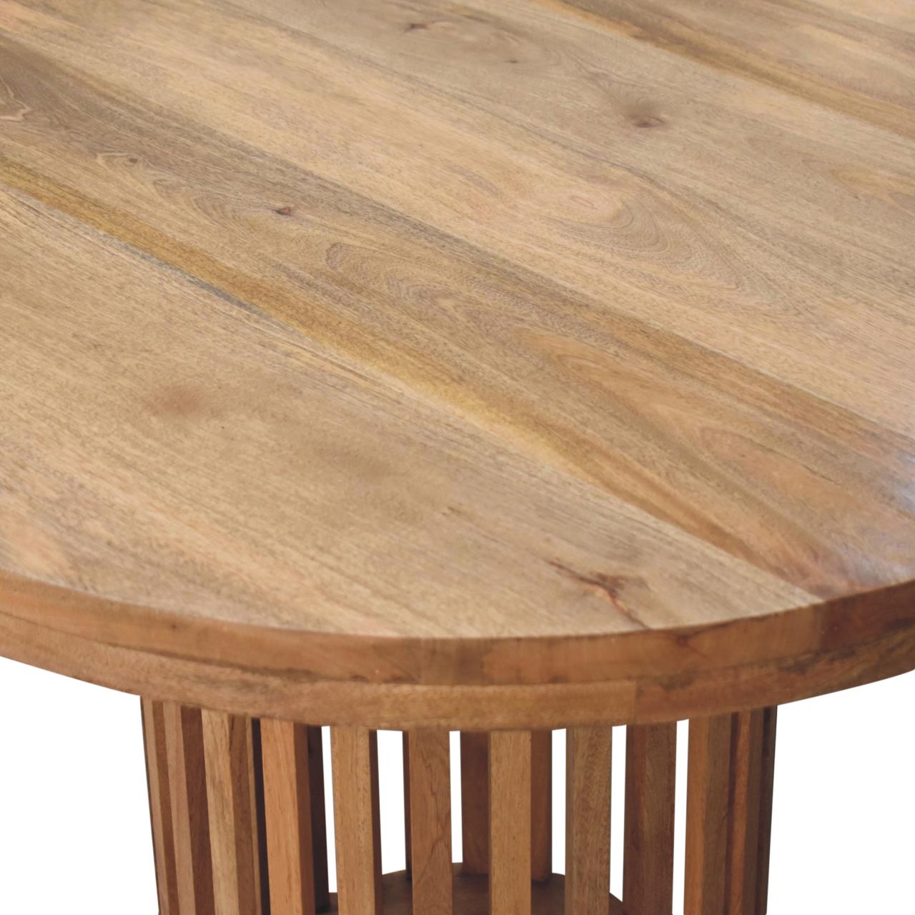 Solid Mango Wood Oak Finished Japanese Style Ariella 110cm Round Dining Table - Image 5
