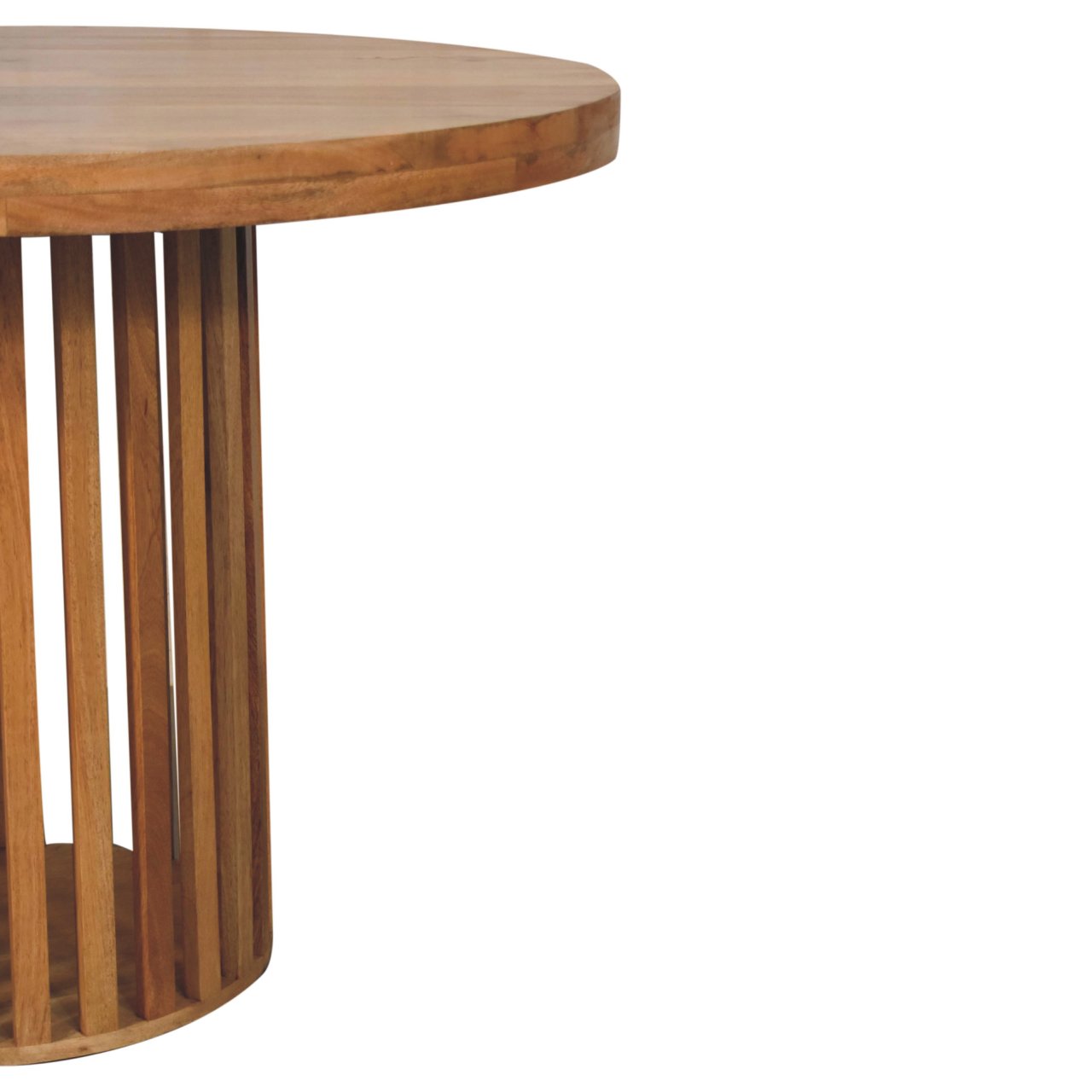 Solid Mango Wood Oak Finished Japanese Style Ariella 110cm Round Dining Table - Image 6
