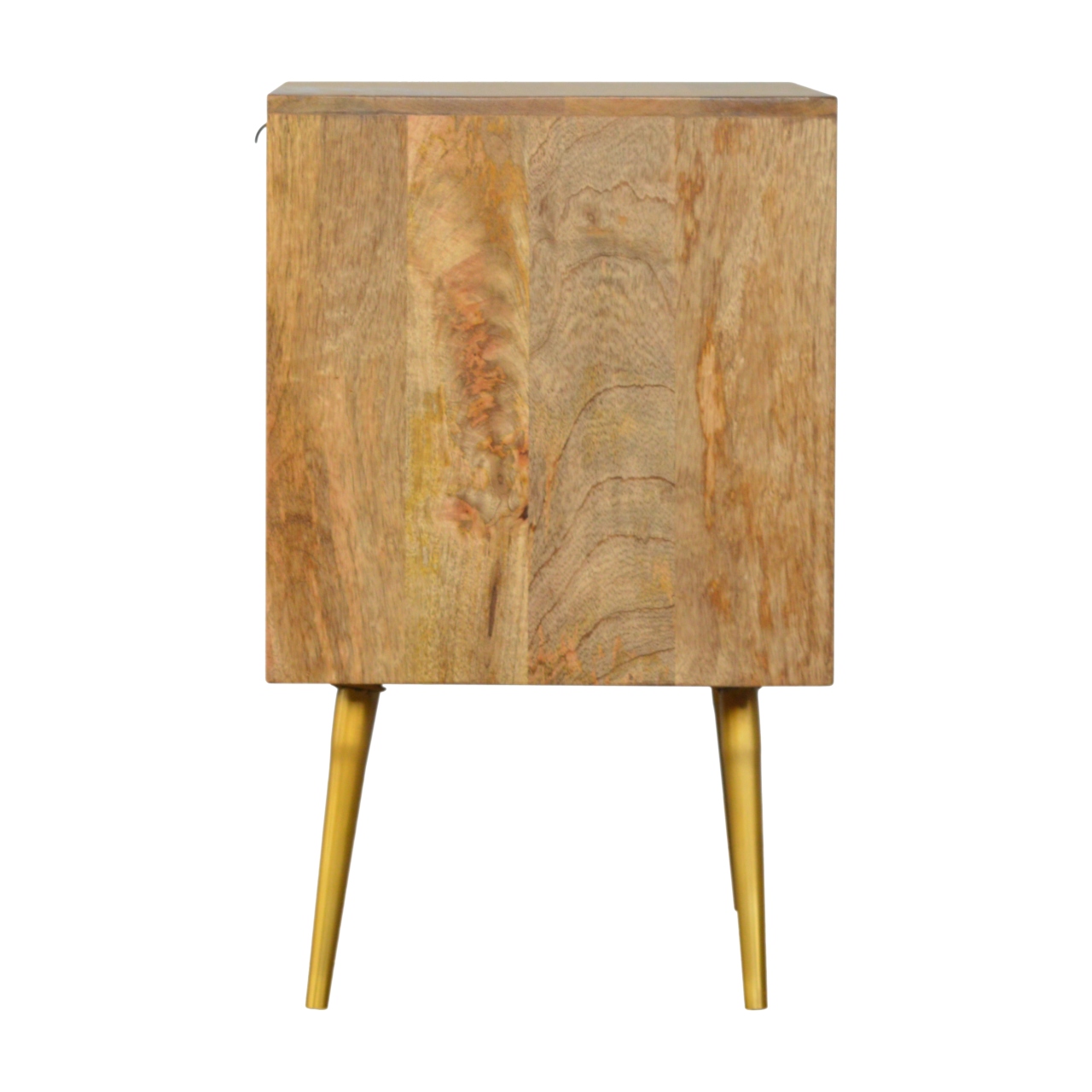 Solid Mango Wood Mango Wood Cement Drawer Front with Brass Inlay Scandinavian Style 1 Drawer Bedside - Image 8