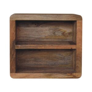 Solid Mango Wood Oak Finished Soba 2 Shelf Wall Mounted Bedside