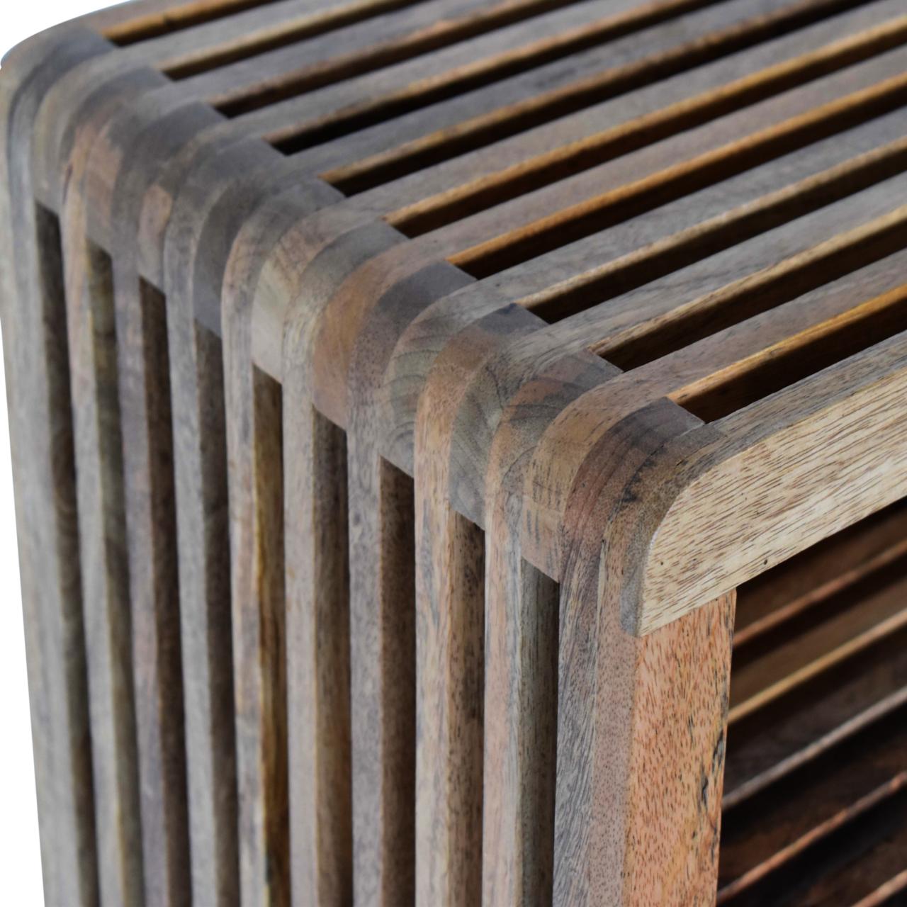 Solid Mango Wood Oak Finished Soba 2 Shelf Wall Mounted Bedside - Image 7