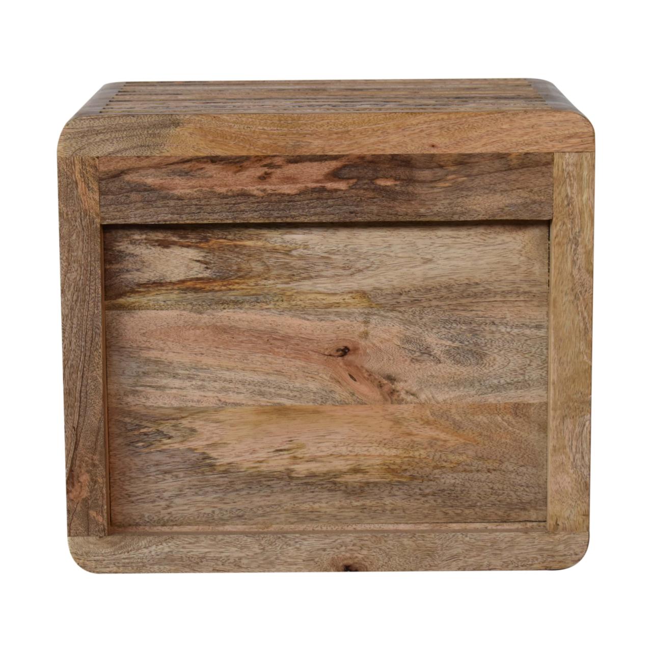 Solid Mango Wood Oak Finished Soba 2 Shelf Wall Mounted Bedside - Image 9