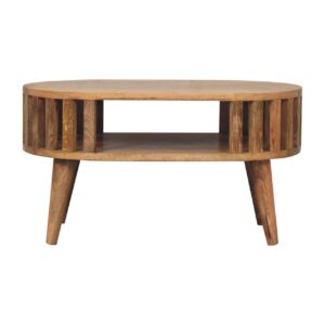 Solid Mango Wood Oak Finished Japanese Style Mini Ariella Coffee Table