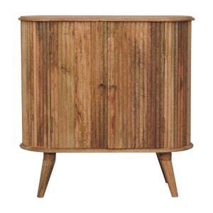 Solid Mango Wood Oak Finished 2 Door Soba Nordic Cabinet