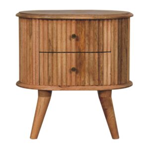Solid Mango Wood Oak Finished 2 Drawer Soba Bedside