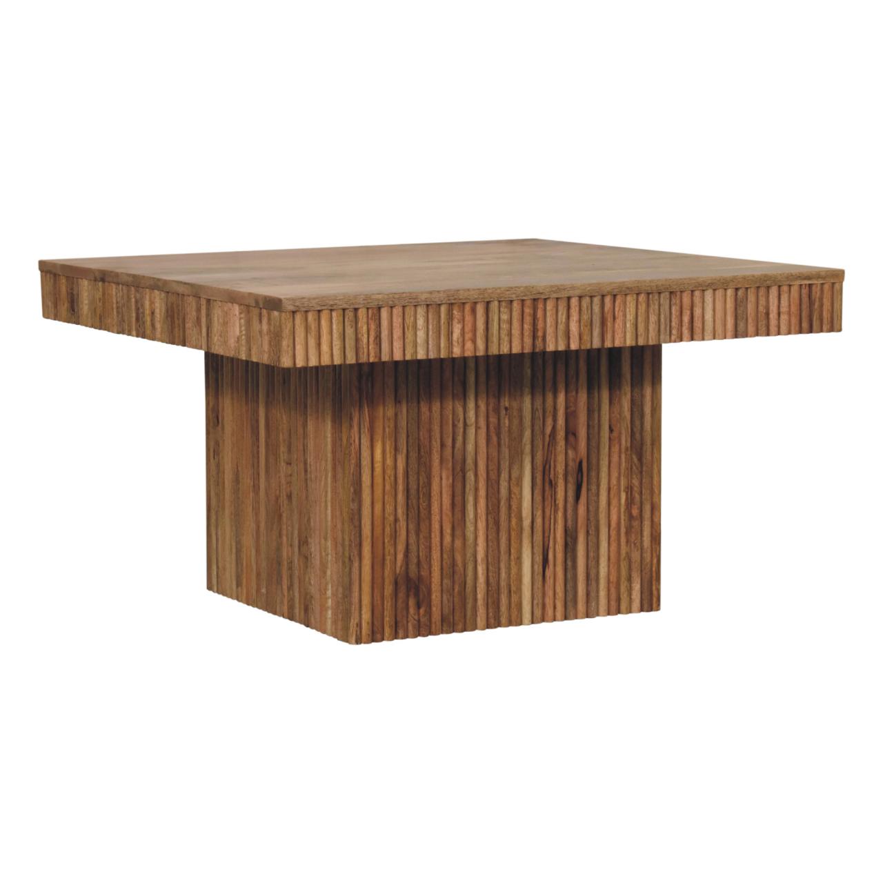Solid Mango Wood Oak Finished Soba Chunky Coffee Table - Image 2