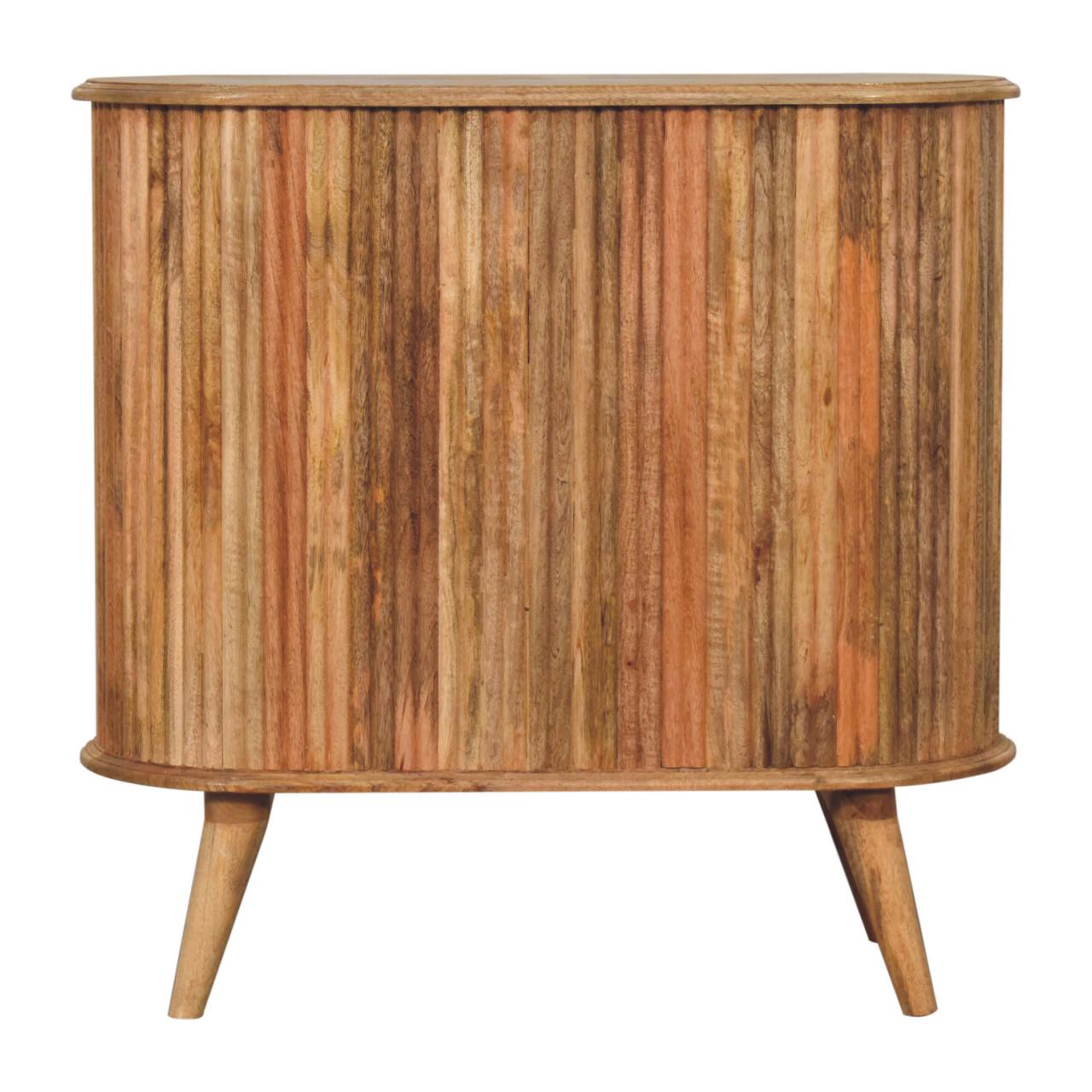Solid Mango Wood Oak Finished 3 Drawer Patterned Soba Nordic Chest - Image 9