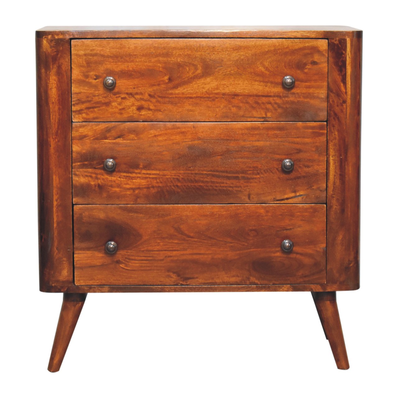 Solid Mango Wood Chestnut Finished 3 Drawer Bera Chest