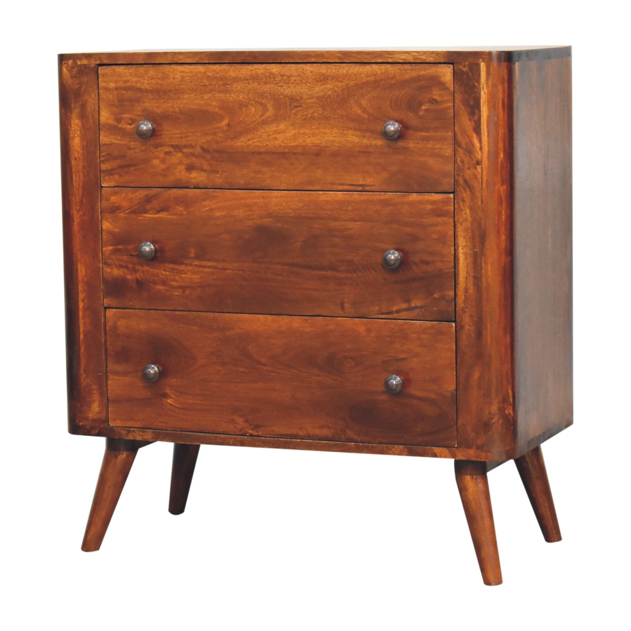 Solid Mango Wood Chestnut Finished 3 Drawer Bera Chest - Image 2