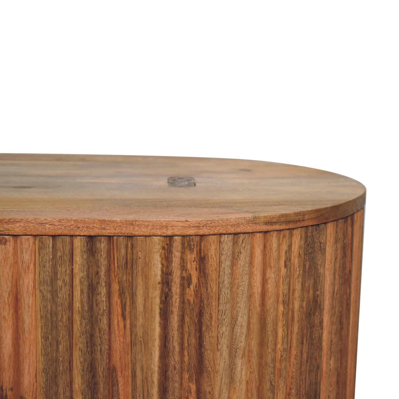 Solid Mango Wood Oak Finished Soba Ball Coffee Table with Storage Compartment & Liftable Lid - Image 4