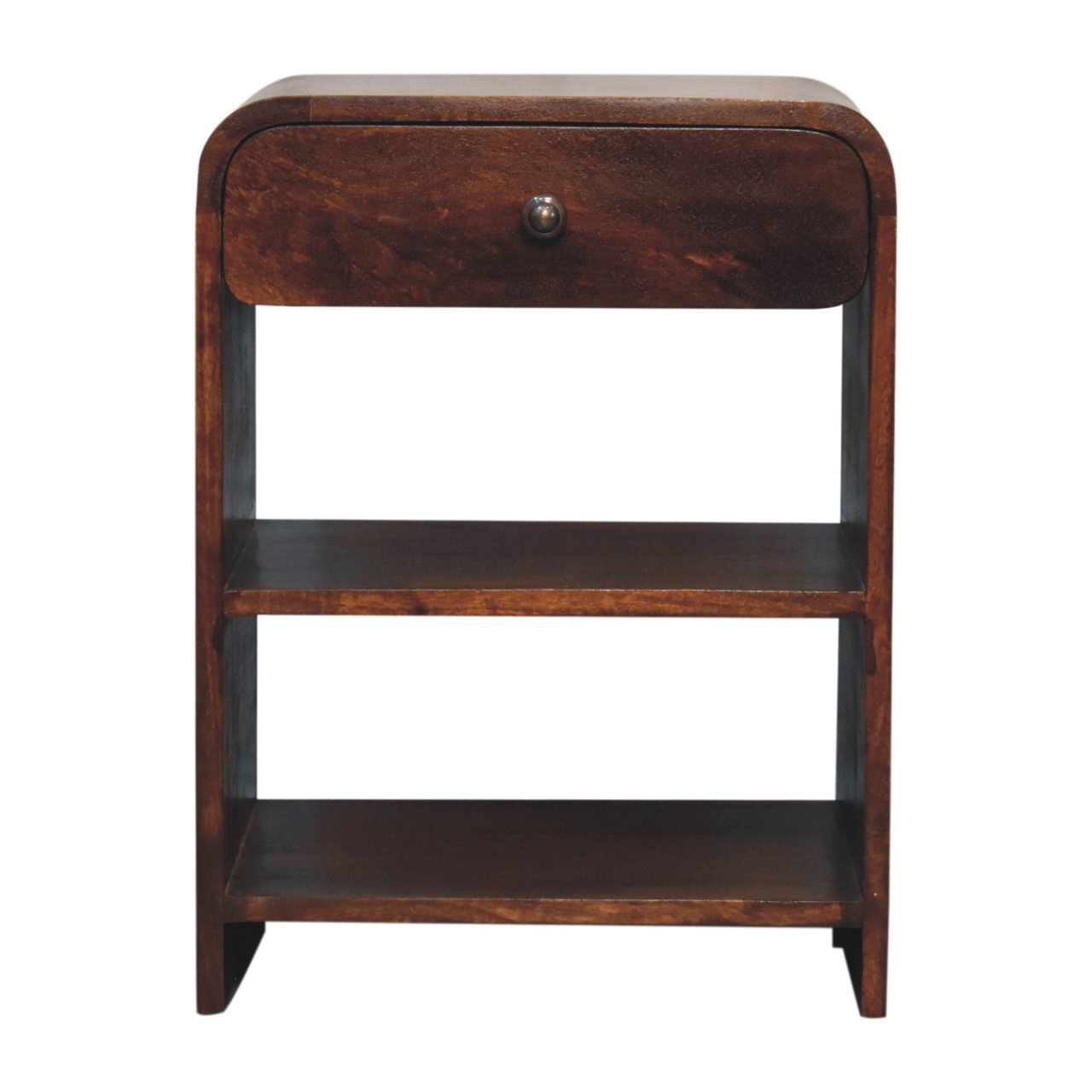 Solid Mango Wood Chestnut Finished 1 Drawer 1 Slot Aspen Bedside