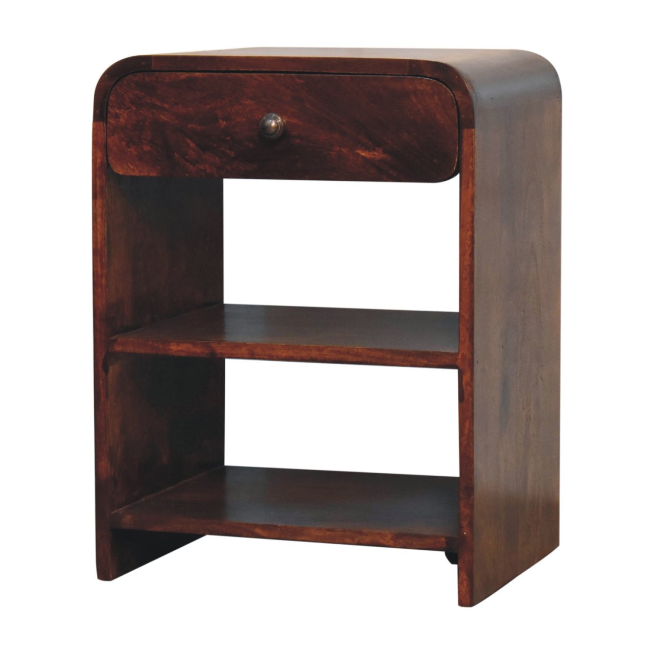 Solid Mango Wood Chestnut Finished 1 Drawer 1 Slot Aspen Bedside - Image 2