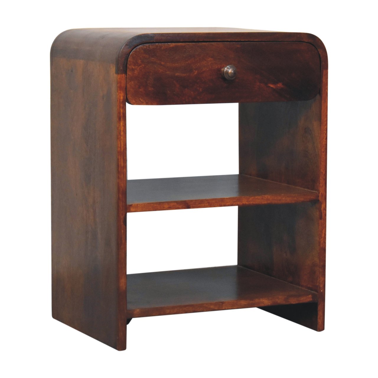 Solid Mango Wood Chestnut Finished 1 Drawer 1 Slot Aspen Bedside - Image 3