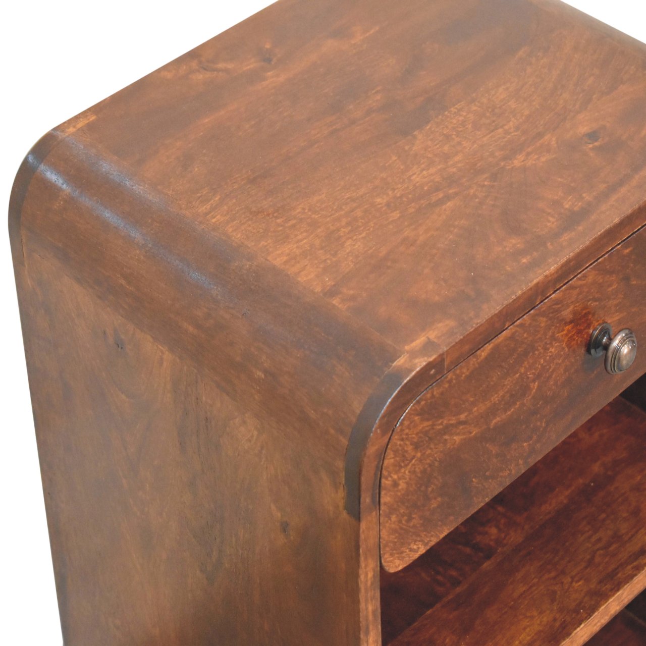 Solid Mango Wood Chestnut Finished 1 Drawer 1 Slot Aspen Bedside - Image 5