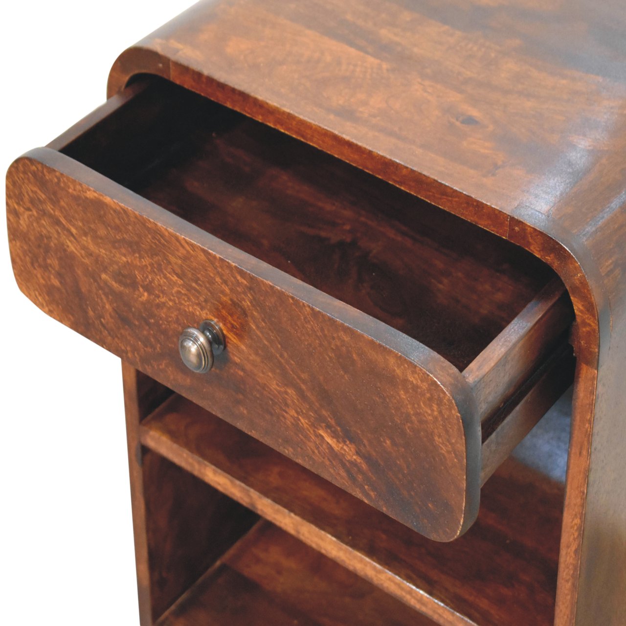 Solid Mango Wood Chestnut Finished 1 Drawer 1 Slot Aspen Bedside - Image 6