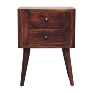 Solid Mango Wood Chestnut Finished 2 Drawer Bera Bedside