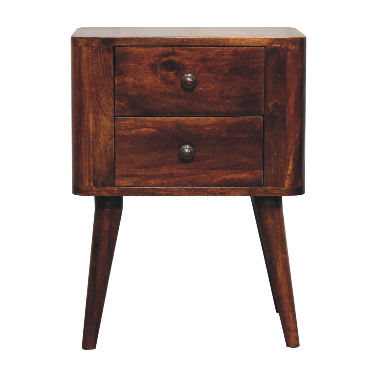 Solid Mango Wood Chestnut Finished 2 Drawer Bera Bedside