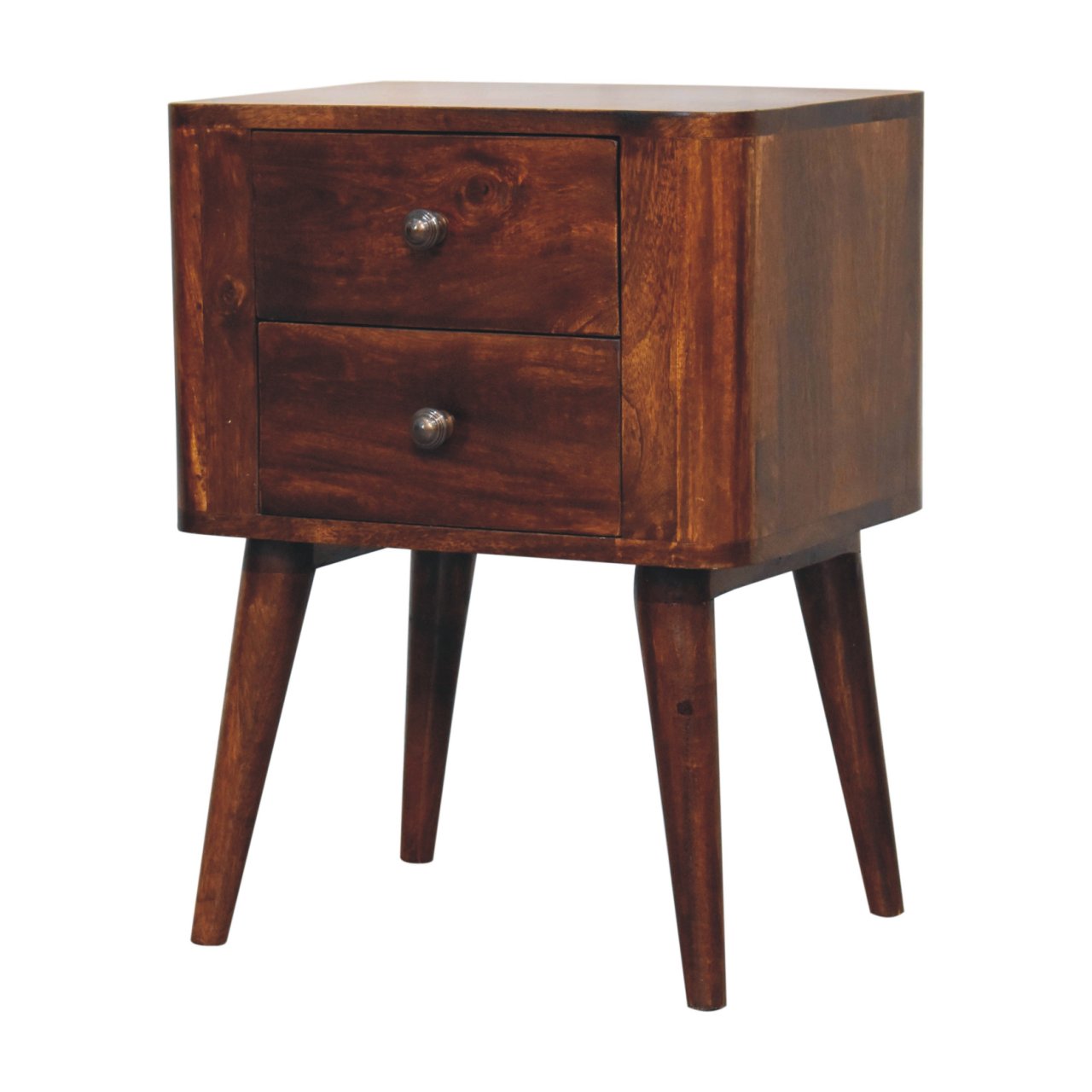 Solid Mango Wood Chestnut Finished 2 Drawer Bera Bedside - Image 3