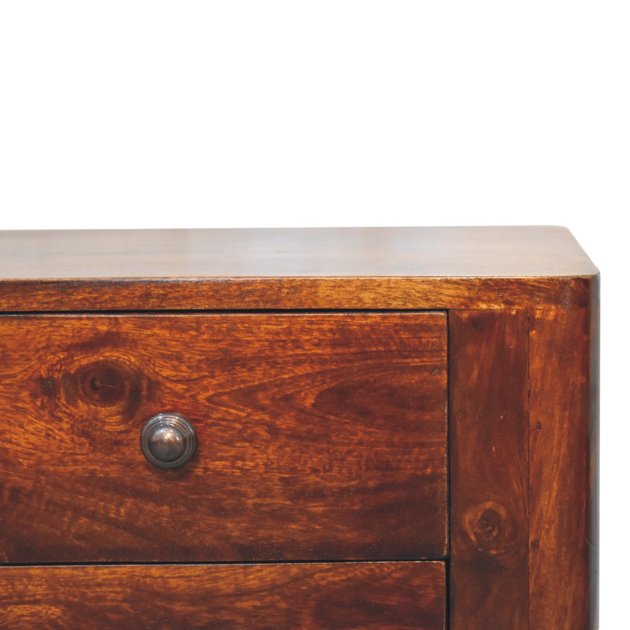 Solid Mango Wood Chestnut Finished 2 Drawer Bera Bedside - Image 4